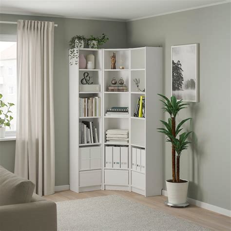 BILLY bookcase combination/crn solution, white, 373/8/373/8x11x791/2 ...