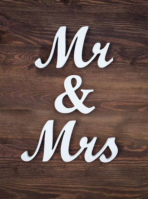 Mr And Mrs Wedding Sign Wooden Script Letters White Decor Rustic ...