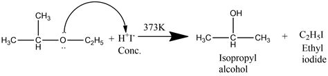 What are the products when ethyl isopropyl ether is cleaved with concentrated $HI$?A.Ethanol and ...