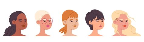 Premium Vector | Set of multicultural diverse female faces.