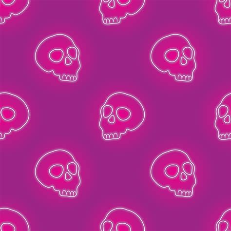 pink neon skull seamless vector on pink background 10681576 Vector Art at Vecteezy