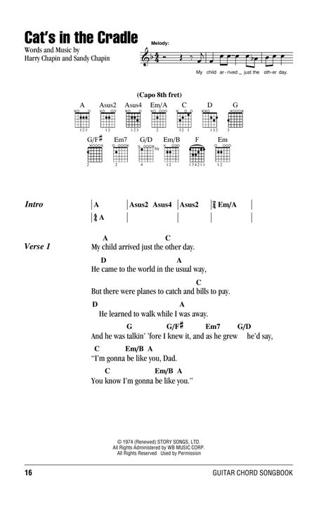 Cat's In The Cradle (Guitar Chords/Lyrics) - Print Sheet Music Now