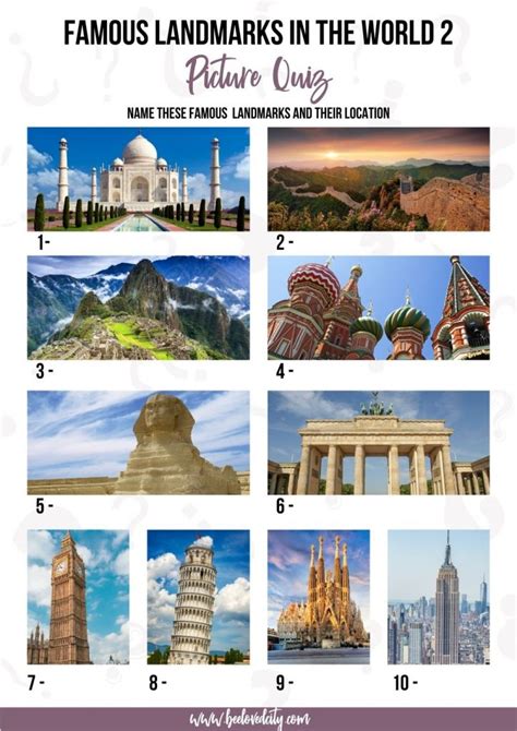 BEST Famous Landmarks Picture Quiz: 120 Questions and Answers - BeeLoved City