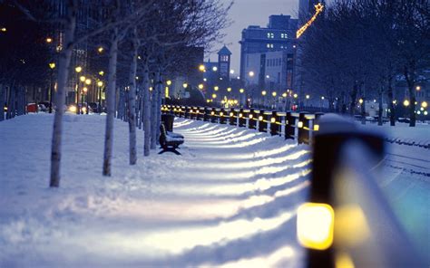 Fond d'écran : éclairage public, ville, Paysage urbain, nuit, neige ...