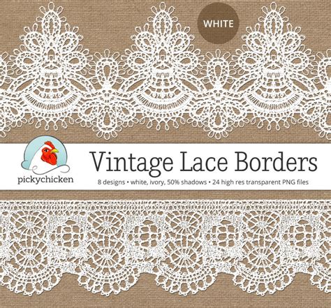 Vintage Lace Borders white lace digital borders ivory lace | Etsy