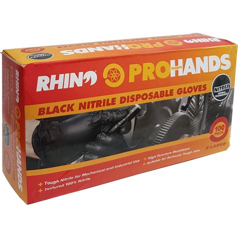 Rhino Gloves X Large Nitrile Disposable Gloves - 100 Pack - Bunnings Australia