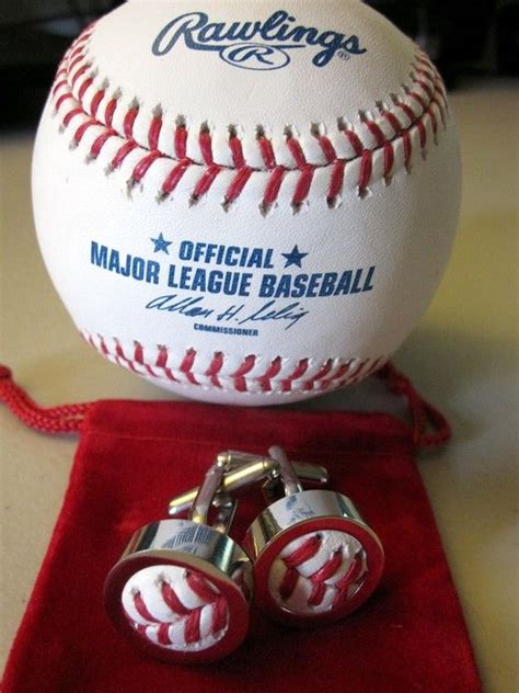 Cute gift idea for male baseball fans -- Men's Authentic Rawlings Baseball Cufflinks ...