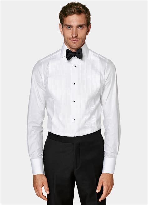 White Slim Fit Tuxedo Shirt in Egyptian Cotton | SUITSUPPLY Canada