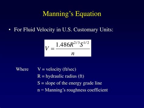 PPT - Module 3d: Flow in Pipes Manning’s Equation PowerPoint Presentation - ID:6601890