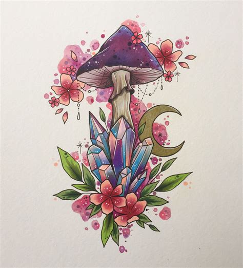 Toadstool Art Print Cottagecore Art Tattoo Print Mushroom - Etsy UK ...