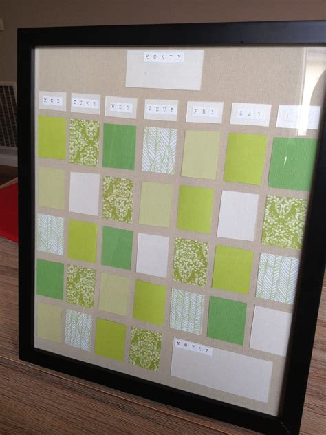 DIY whiteboard calendar made with a glass picture frame and craft paper ...