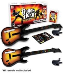 Nintendo Wii/Wii-U Guitar Hero 2 x WORLD TOUR GUITARS kit + video game disc set | eBay