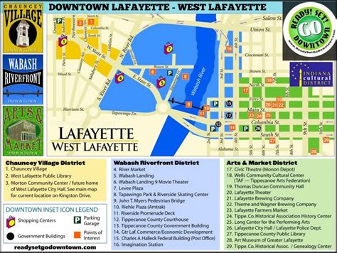 Tourist Map of Downtown Lafayette and West Lafayette - Ontheworldmap.com