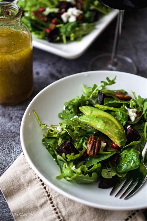 Beet + Baby Greens Salad with Maple Mustard Dressing • Sip + Sanity