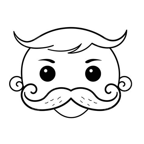 Cute Cartoon Drawing Of Man With Mustache Outline Sketch Vector, Man ...