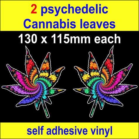 psychedelic Cannabis Marijuana weed Hemp Leaf Stickers laptop Skateboard decals - Add FX