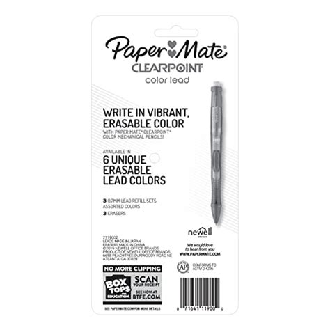 Paper Mate Clearpoint Color Lead and Eraser Mechanical Pencil Refills ...