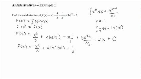 Antiderivative Examples With Answers