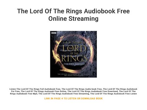 The Lord Of The Rings Audiobook Free Online Streaming by KoharuVenera ...