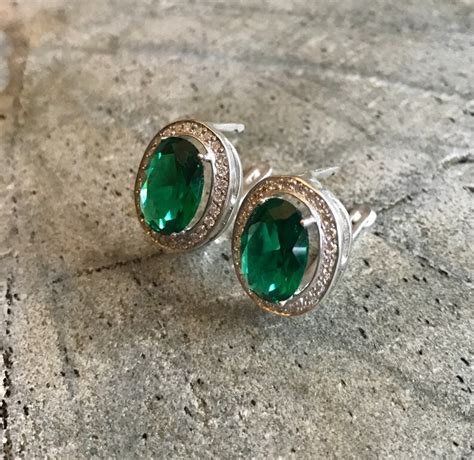 Emerald Earrings Antique Earrings Vintage Earrings Created | Etsy