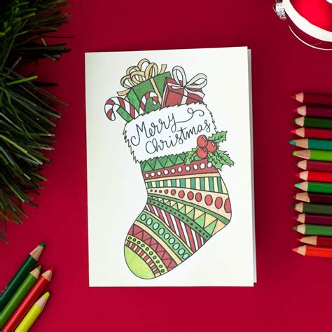 Free Christmas Card | Printable Template (Coloring Page Christmas Card)