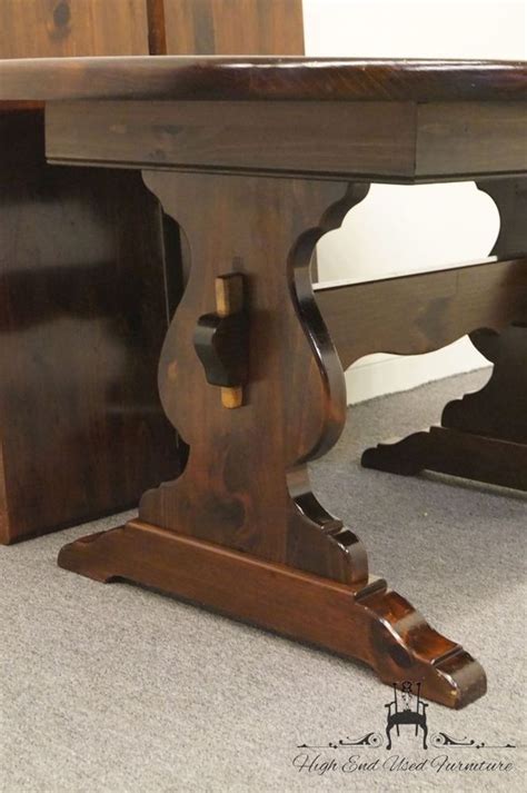 ETHAN ALLEN Antiqued Pine Old Tavern Trestle Dining Table 12-6043 | Trestle dining tables ...
