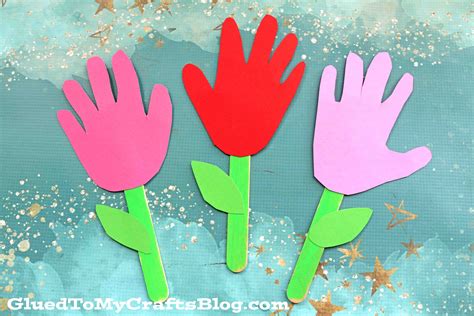 Popsicle Stick Handprint Flowers