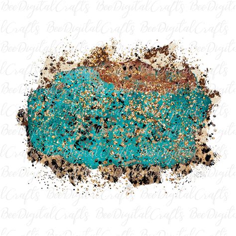 Distressed Leopard PNG Download Cow Turquoise Print Background Sublimation Design Cheetah Frame ...