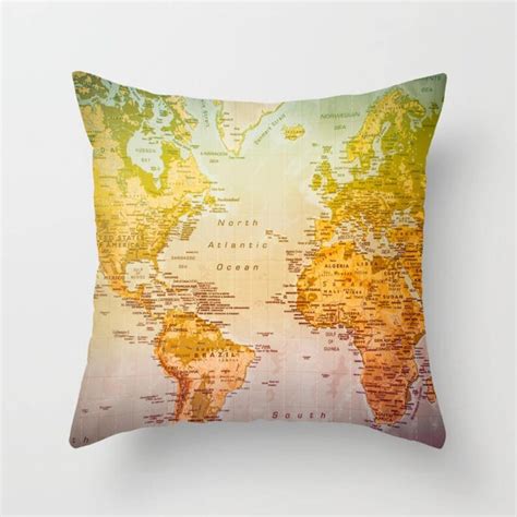 World Map Pillow Colorful Art Home Decor Map Colors | Etsy