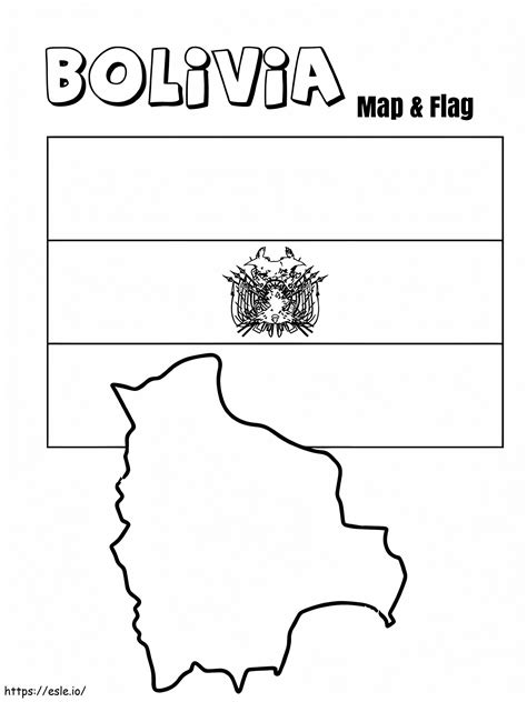 Bolivia Flag And Map coloring page