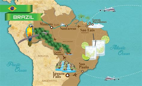 Brazil map | Illustrated map, Map, Brazil travel