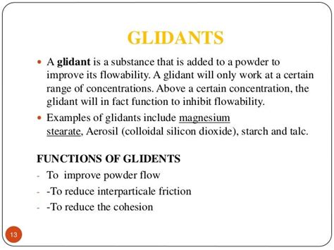 lubricants and glidents in pharmaceuticals