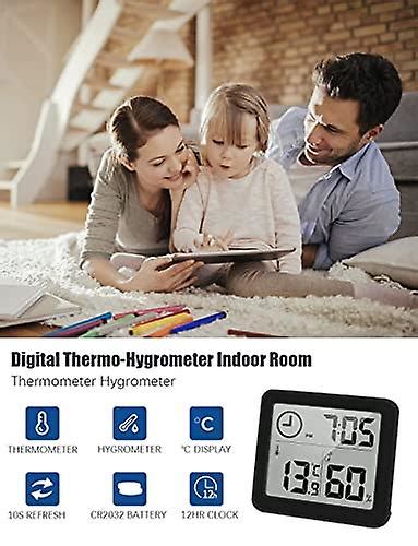 Digital Thermometer/Hygrometer Large 3.2” LCD Display Indoor Room ...