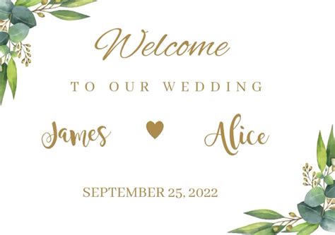 welcome to our wedding sign Template | PosterMyWall