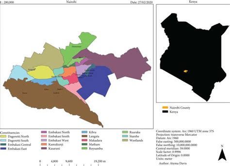 Nairobi County map showing the location of the selected wards [26 ...