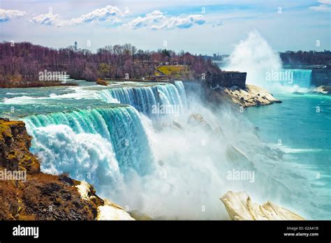 Niagara Falls from the American side in spring. A view from Niagara ...