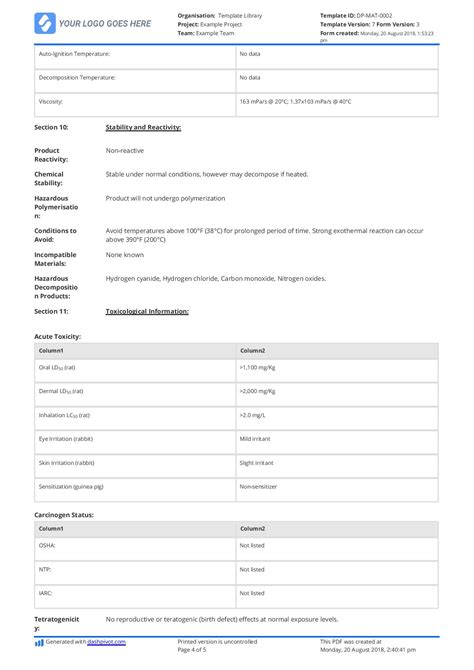 Free Msds Label Template - Detrester.com