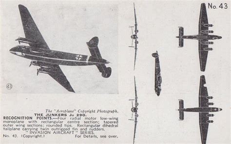 Junkers JU 290 German WW2 Bomber Plane Aircraft Recognition Postcard | Topics - Transportation ...