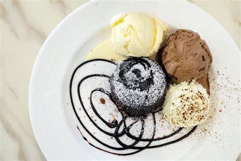 Chocolate Lava Cake With Ice-cream In The Dish Stock Photo - Image of cuisine, health: 59912926