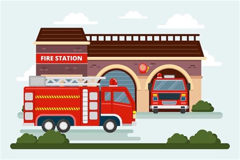 Free Vector | Flat illustration of fire station