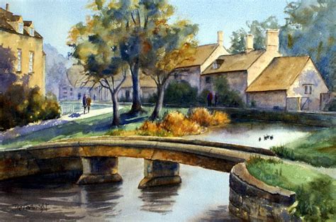 Lower-Slaughter-watercolor-painting | Watercolor paintings, Watercolor landscape, Water painting