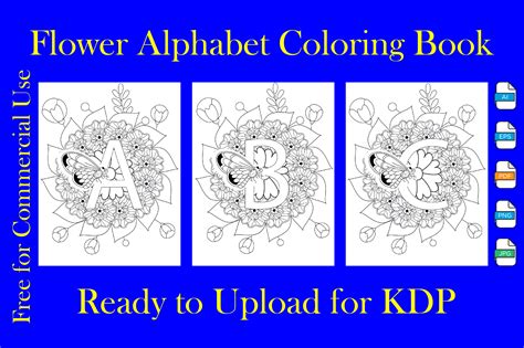 Flower Alphabet Coloring Pages for Kids Graphic by Golam Kader Riad ...