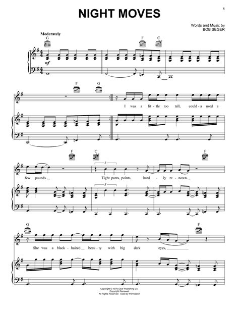 Night Moves | Sheet Music Direct