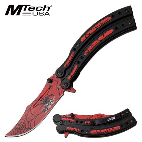 Mtech Pocket Knife Spring Assisted Knife Black Widow Spider