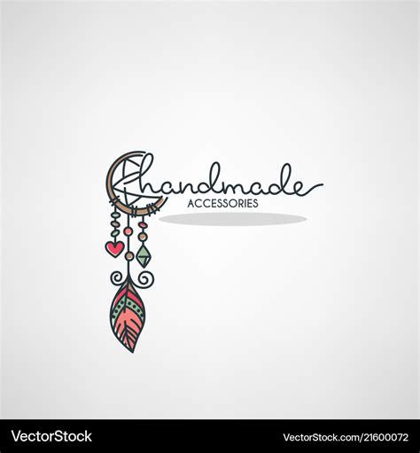 Handmade accessories hand drawn doodle logo Vector Image