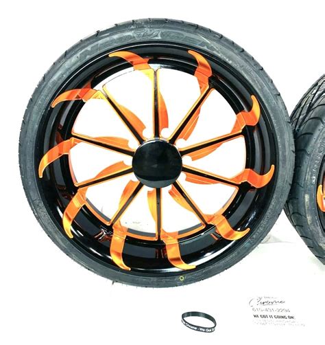 (2) 20″ BLACK/ORANGE TORNADO WHEEL PACKAGE FOR 10-12 CAN-AM SPYDER ...