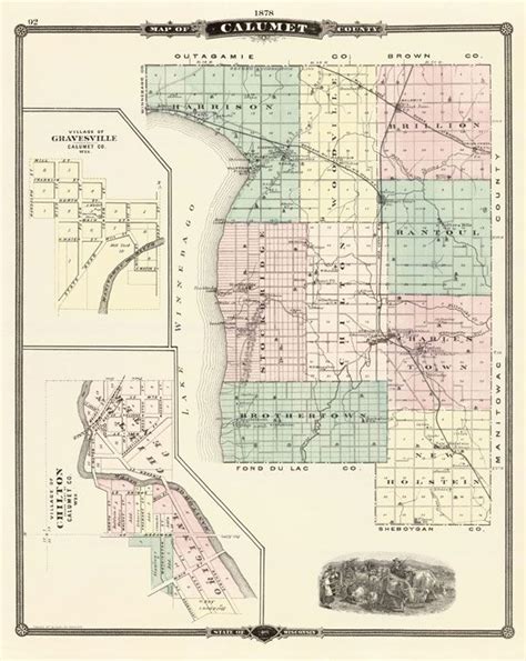 1878 Calumet County Map | Calumet, County map, Landscape architecture portfolio