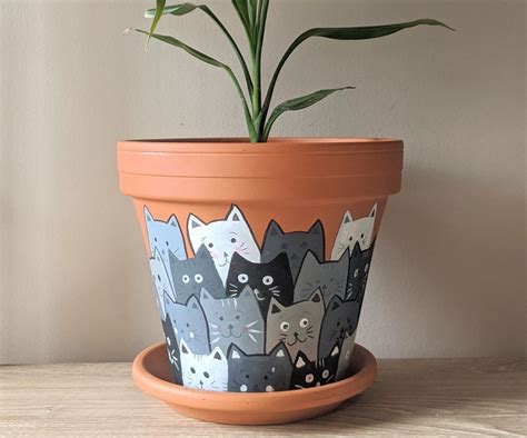 Painted Cats Terracotta Flower Pot | Painted pots diy, Terracotta ...