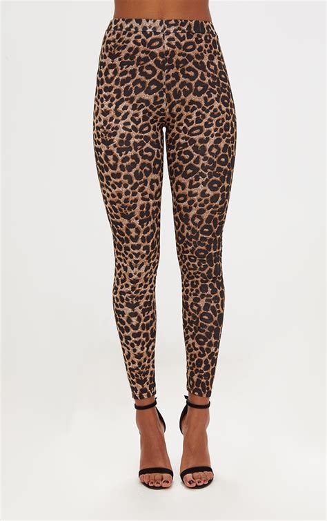 Brown Leopard Print Leggings | PrettyLittleThing