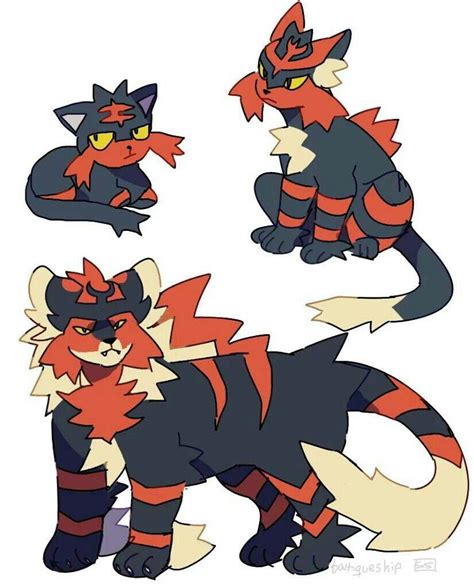 Litten's evolution concept art. I like it! | Pikachu art, Pokemon ...